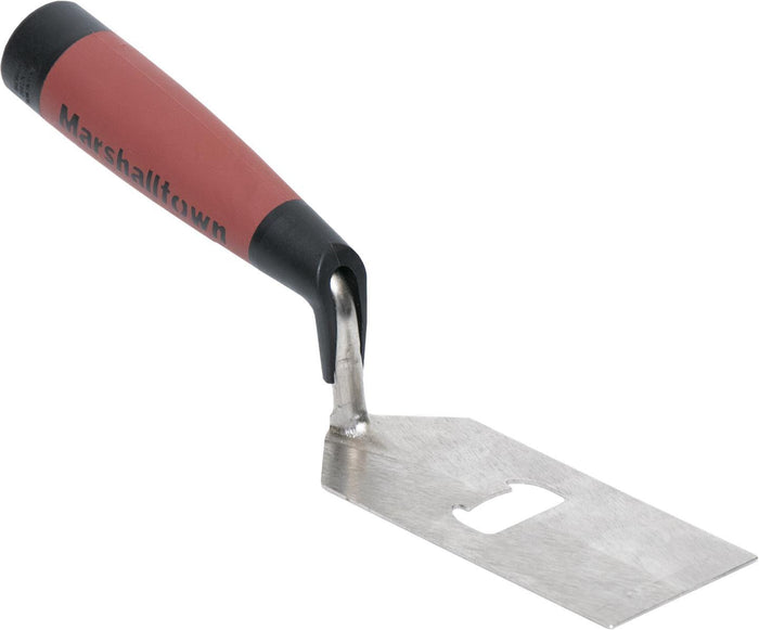 5x2 margin trowel with bottle-opener style cutout in metal blade