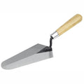 7 in x 3-3/8 in gauging trowel with grey steel blade and wooden handle