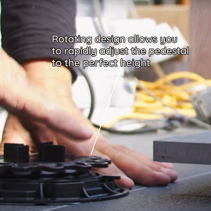Rotating pedestal unit base adjusted by hand for leveling, black plastic