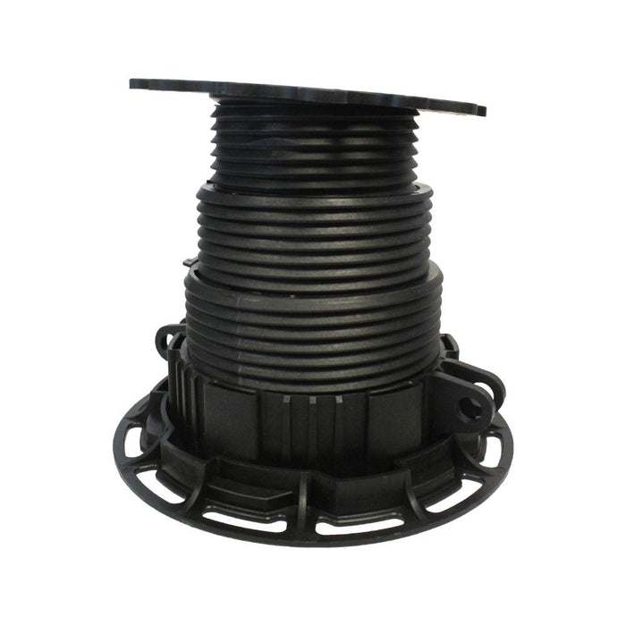 Black threaded pedestal unit with circular base, for 45–145mm height adjustment