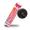 Natural stone sealant caulk tube with nozzle and black sample drop, matte finish