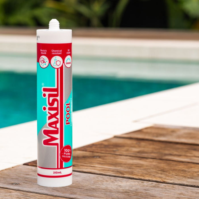 Maxisil Pool & Fountains Sealant white caulk tube