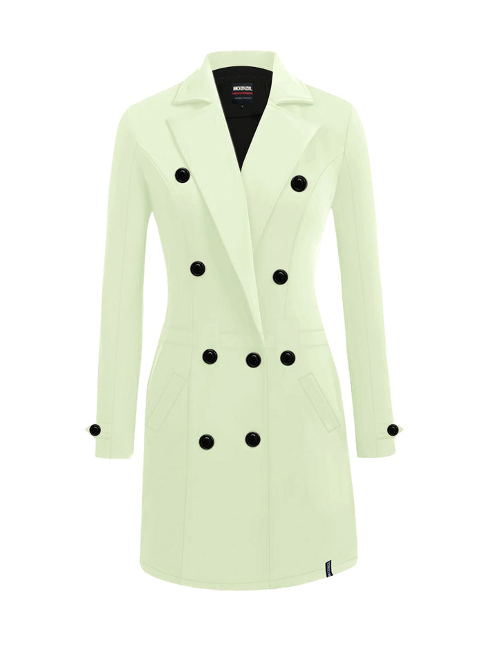 McKenzie Stylish Long Trench Coat For Ladies-Light Smoke Green-BR49