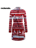 McKenzie Stylish Long Trench Coat For Ladies-Red With Allover Print-RT544