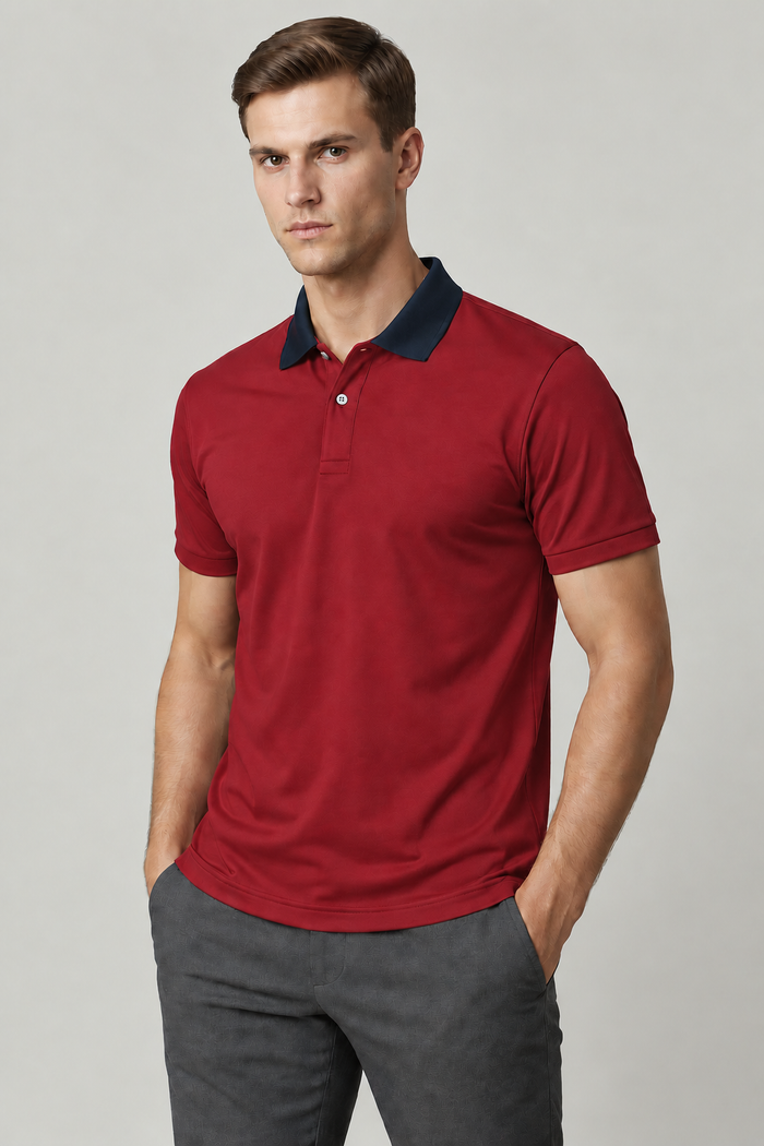 Men’s Premium both seasons four side lyicra Polo Shirt for men red vp07