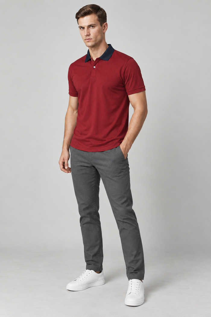 Men’s Premium both seasons four side lyicra Polo Shirt for men red vp07