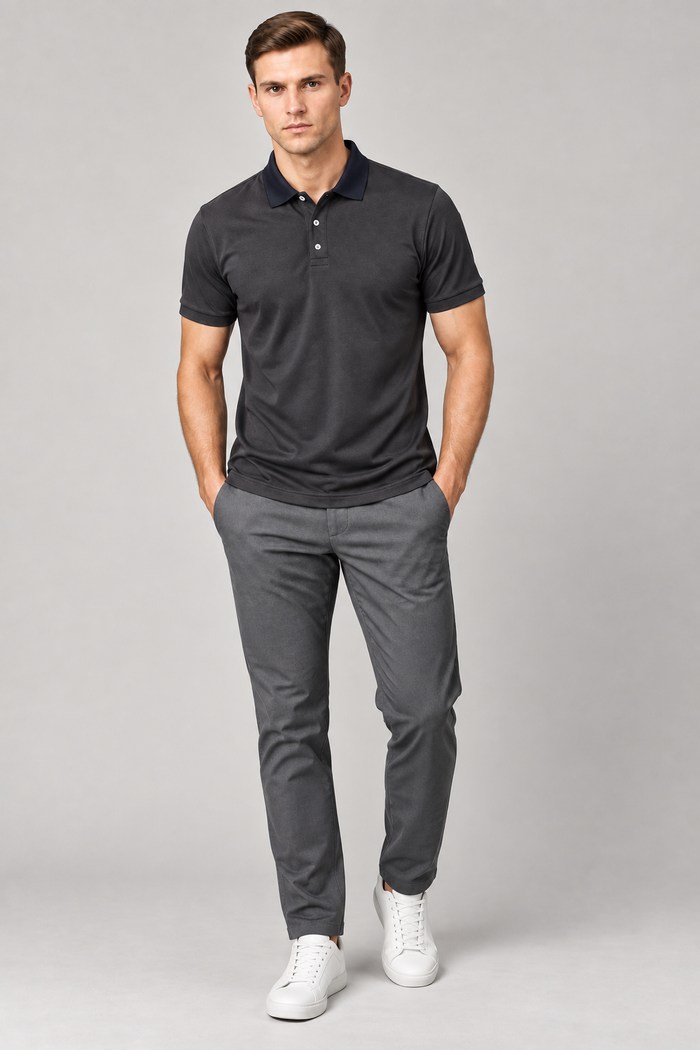Men’s Premium Double toon four side lyicra Polo Shirt for men charcoal vp05