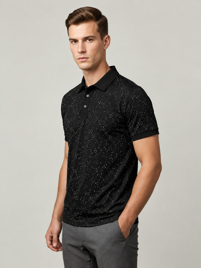 Men’s Premium glitter four side lyicra Polo Shirt for men Black vp06