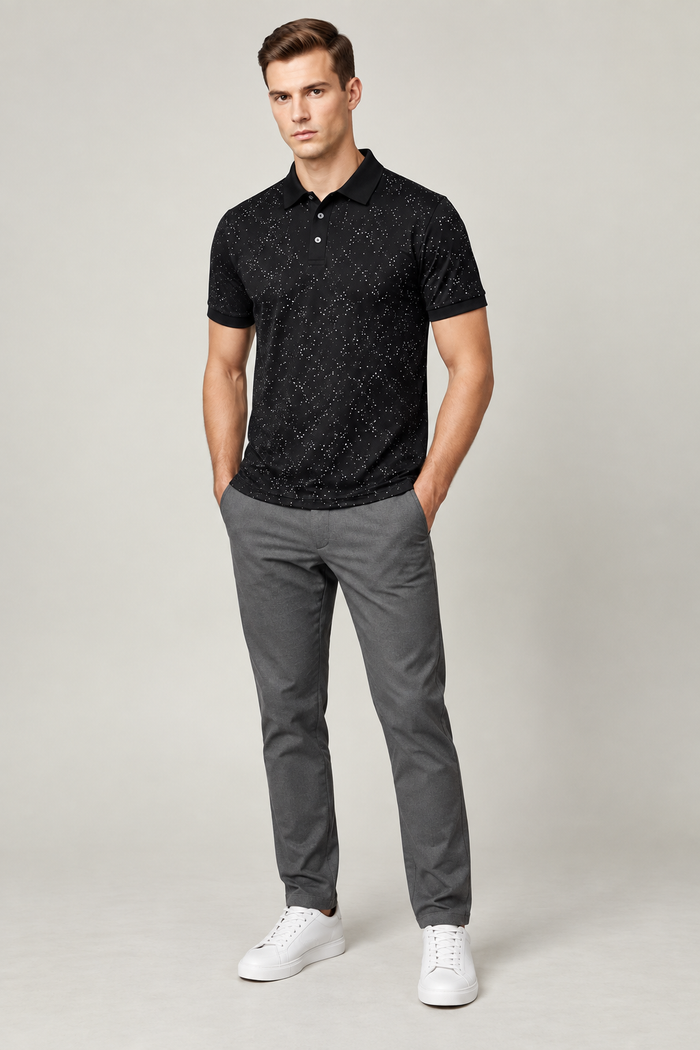 Men’s Premium glitter four side lyicra Polo Shirt for men Black vp06