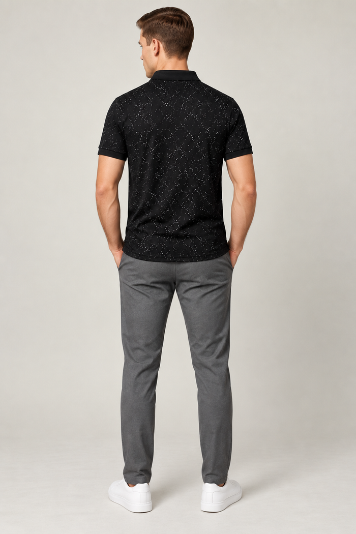 Men’s Premium glitter four side lyicra Polo Shirt for men Black vp06