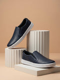Men's Premium Pu Leather Slip On Shoes For Men-Blue-BE2972