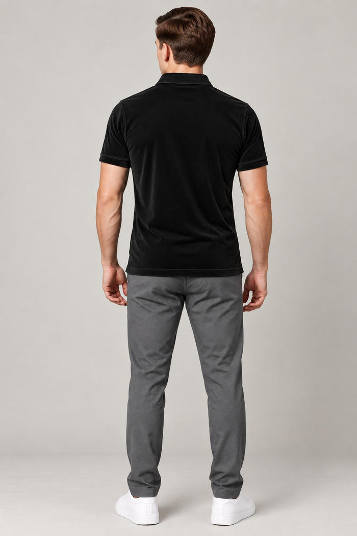 Men’s Premium Velvet Polo Shirt for men Dark Black vp04