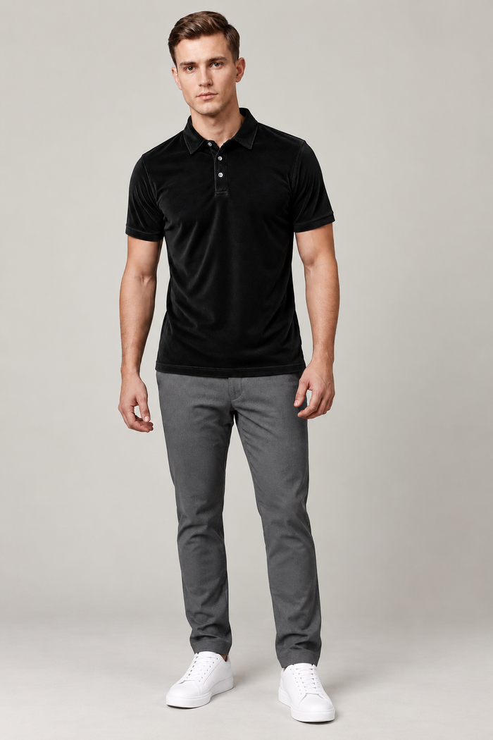 Men’s Premium Velvet Polo Shirt for men Dark Black vp04