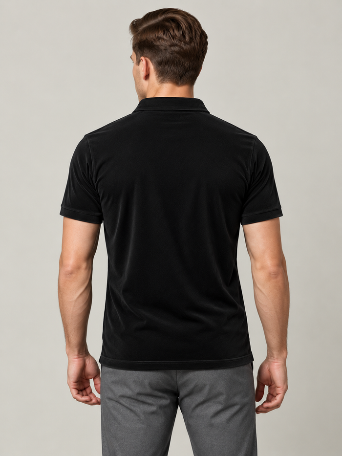 Men’s Premium Velvet Polo Shirt for men Dark Black vp04