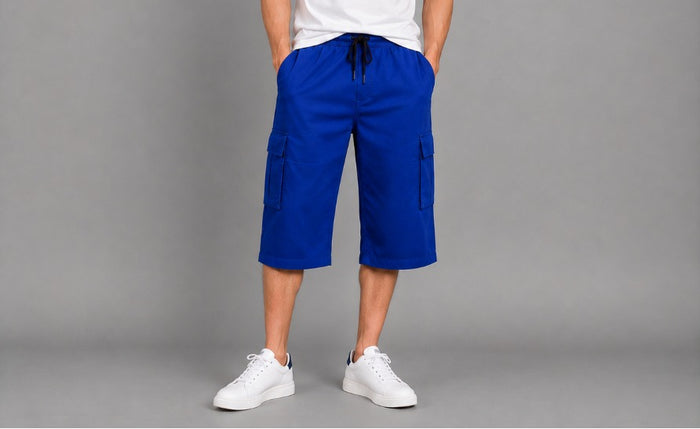 Men’s Royal Blue Cargo Shorts – Premium Casual Fit hs1