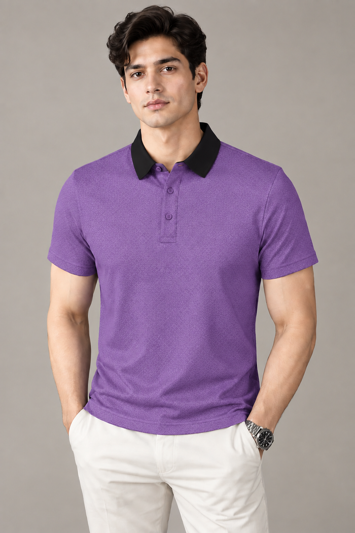 Men’s stylish four side lyicra Polo Shirt for men purpul heather vp08