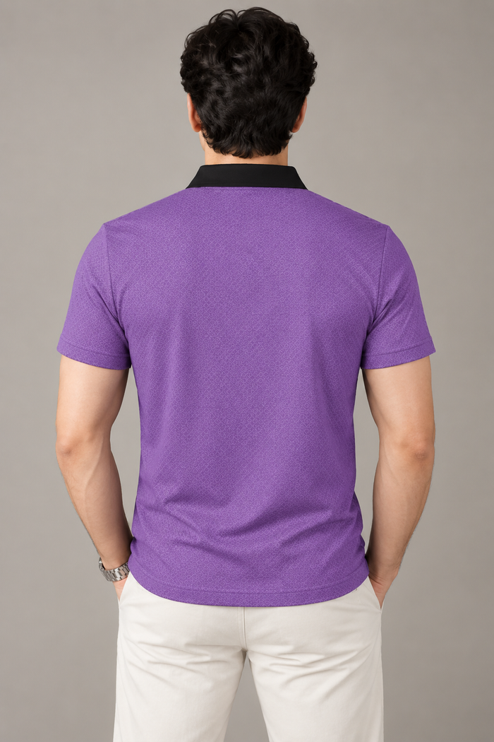 Men’s stylish four side lyicra Polo Shirt for men purpul heather vp08