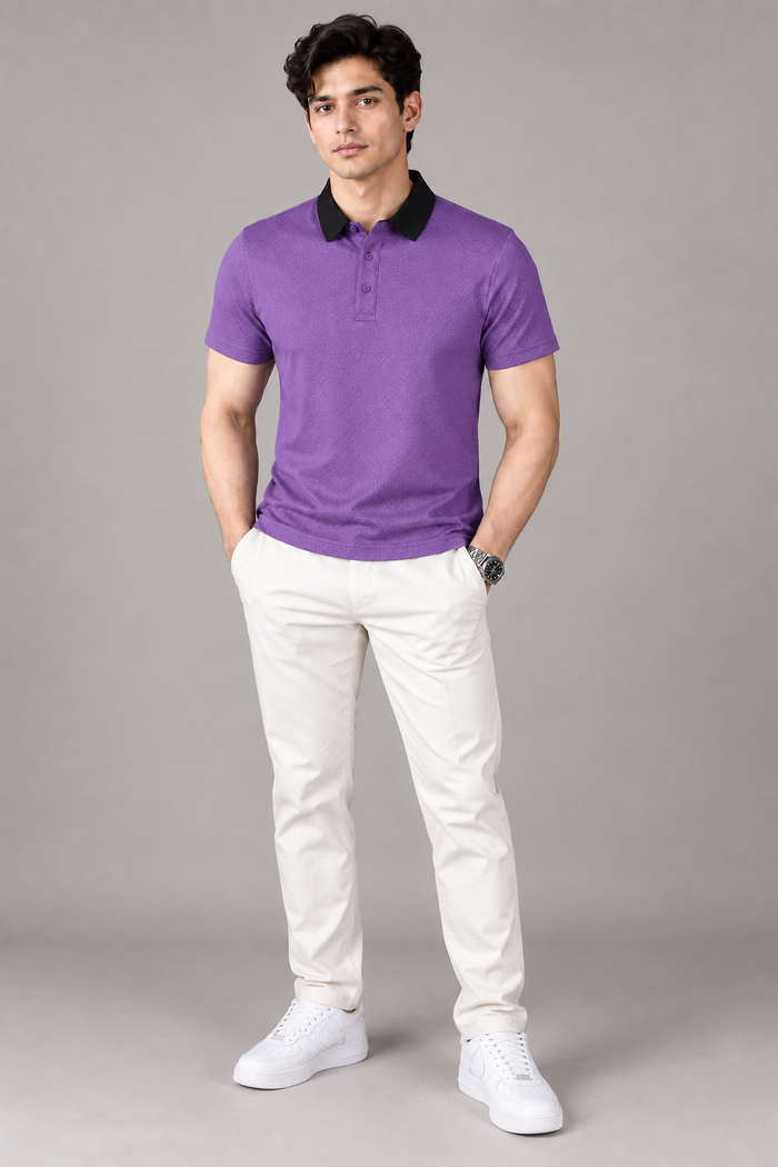 Men’s stylish four side lyicra Polo Shirt for men purpul heather vp08