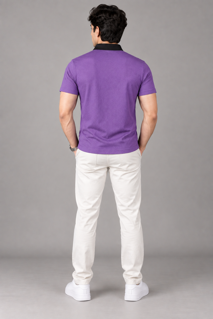 Men’s stylish four side lyicra Polo Shirt for men purpul heather vp08