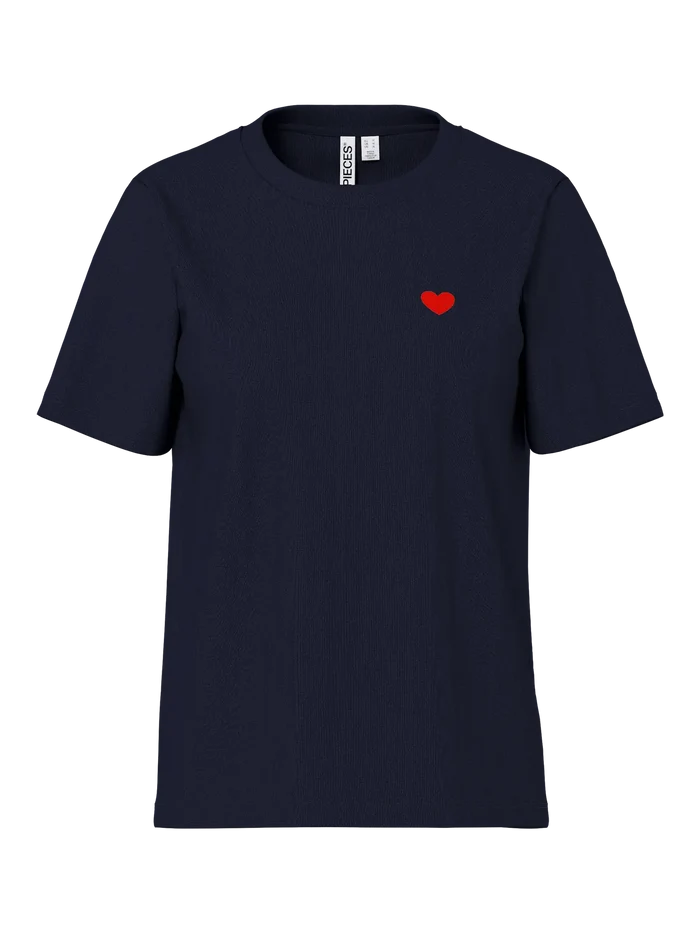 Mila heart tee sky captain red
