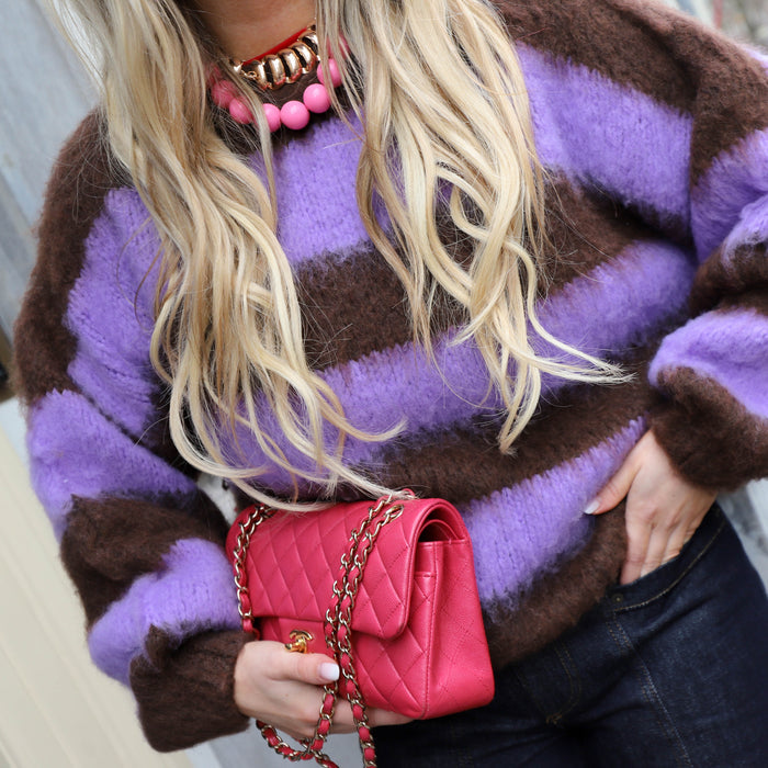 Mohair trui bruin paars