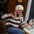 Monica knit korte mouw bruin ecru