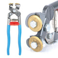 Porcelain tile nippers with blue handles and crab-style cutting jaws (Montolit 33W)