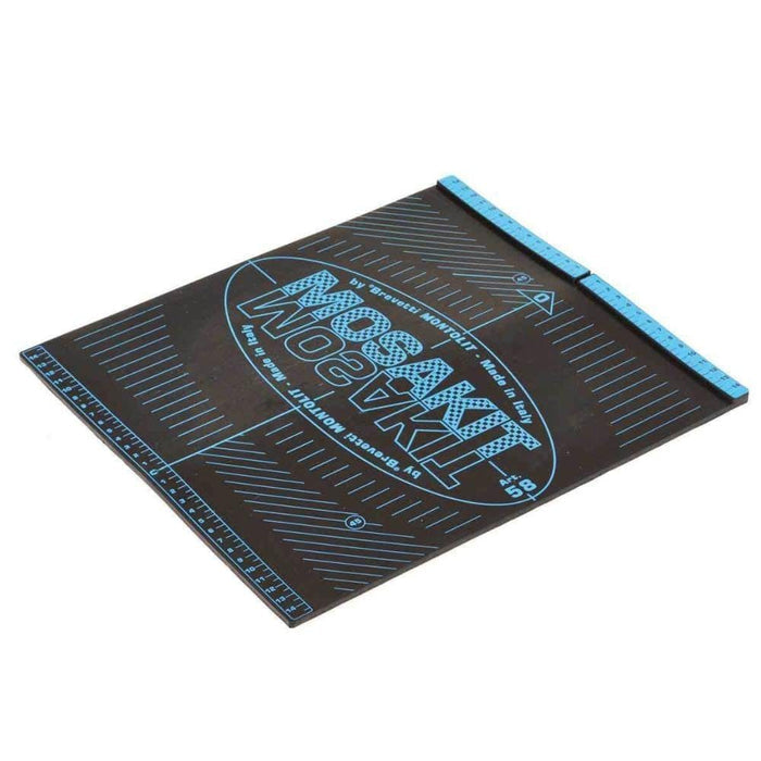 Pannello guida per mosaico Montolit, base nera con guida blu laterale