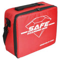 Diamond tool safe box with zipper and carry strap, red hard case with black trim