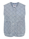 Noisy May Cleo quilted denim gilet light blue