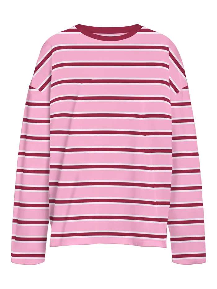 Noisy May Ember stripe sweater begonia pink