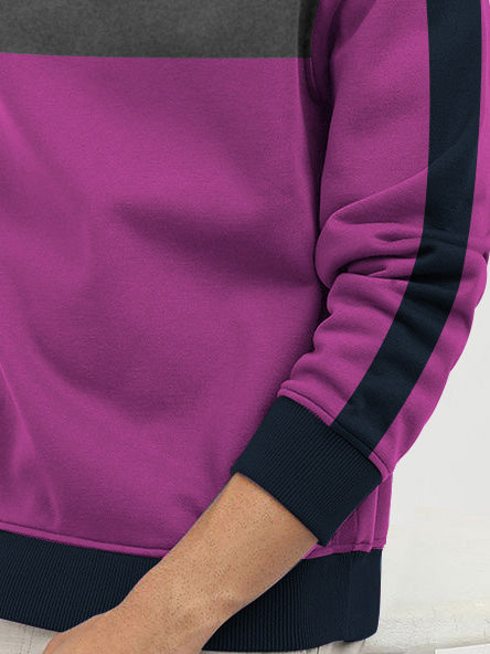NXT Fleece Sweatshirt For Men-Magenta Green Melnage with Charcoal Panel-BR14641