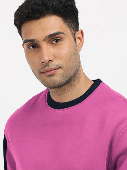 NXT Fleece Sweatshirt For Men-Magenta with Black-BR14630