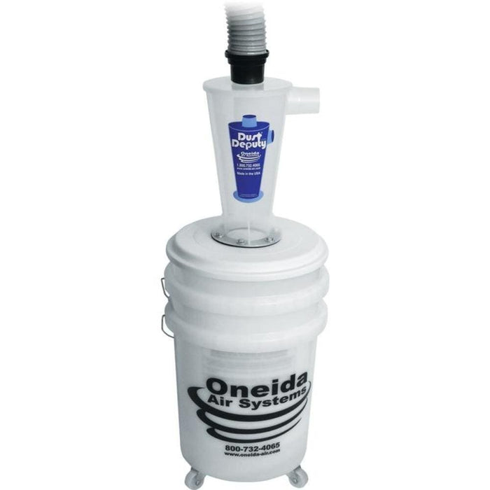 Oneida Dust Deputy cyclone dust separator with clear top inlet and collection base