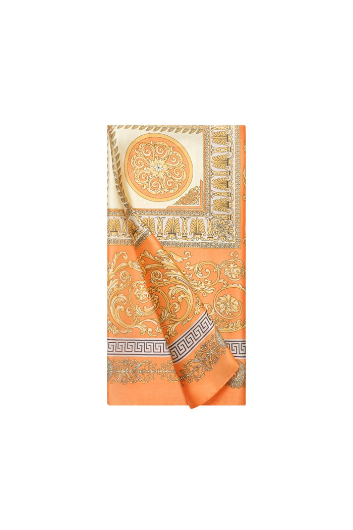 Oranje beige print sjaal