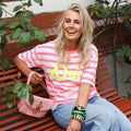 Oui shirt wit roze streep