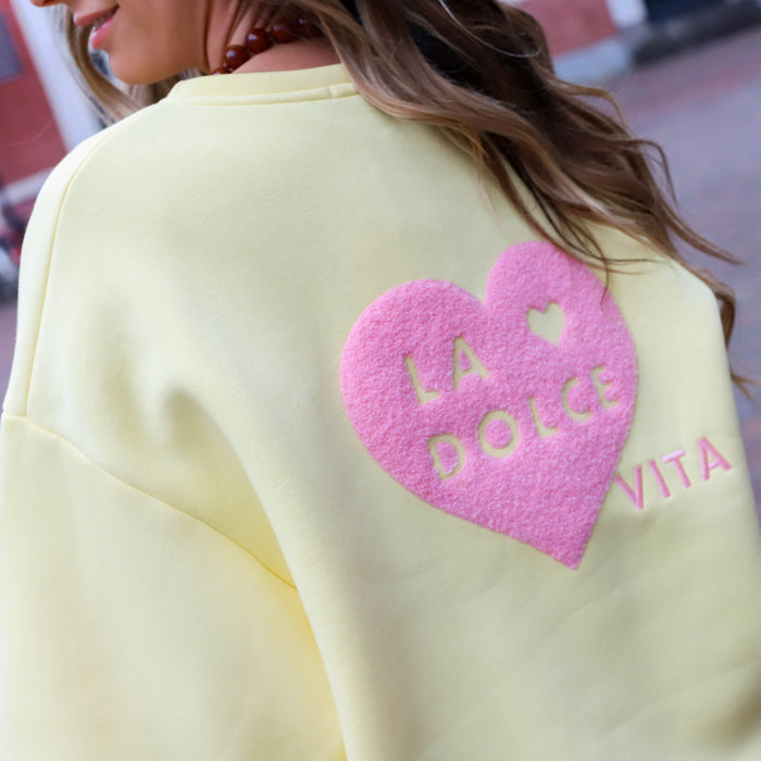 Oversized sweater geel roze la dolce vita