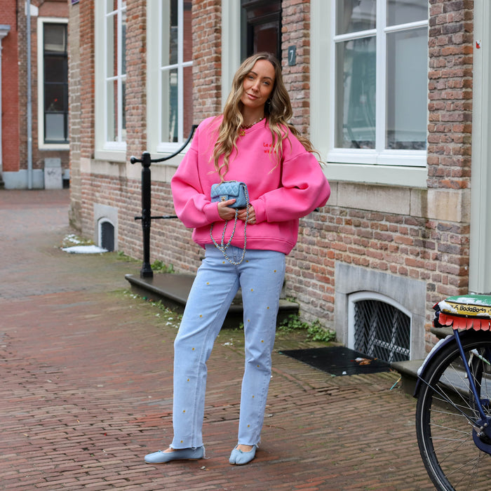 Oversized sweater roze rood a dolce vita