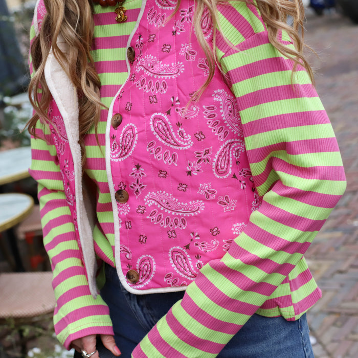 Paisley reversible gilet beige