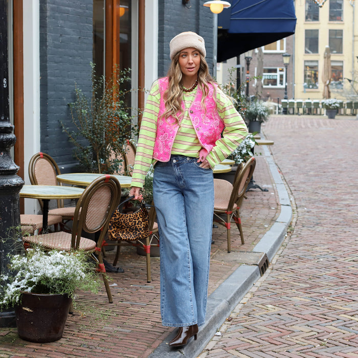 Paisley reversible gilet pink