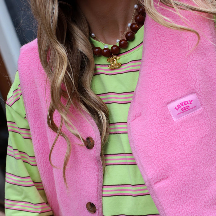 Paisley reversible gilet pink