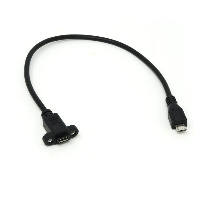 Panel Mount Extension USB Cable - Micro-USB Male to Female by The Pi Hut - The Pi Hut