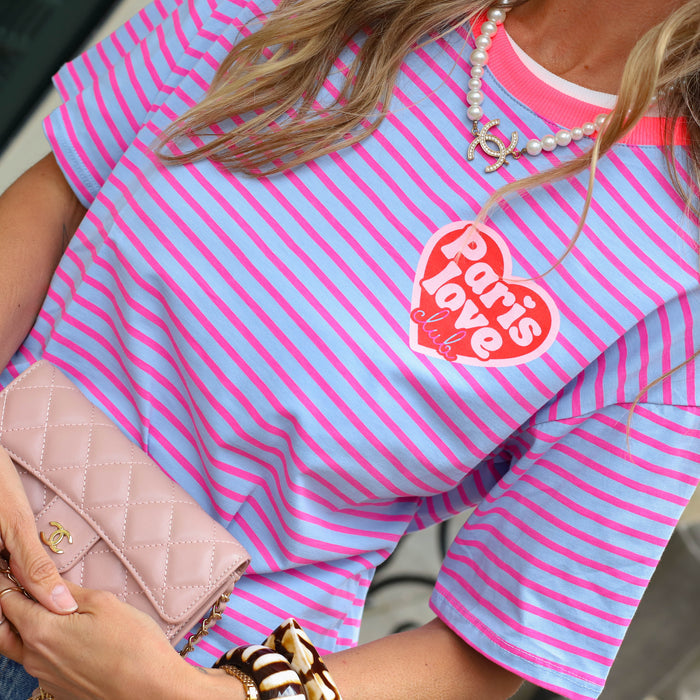 Paris love tee blauw paars