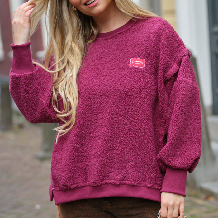 Patch sweater magenta