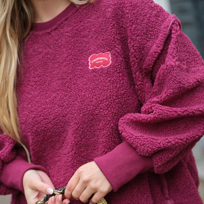 Patch sweater magenta