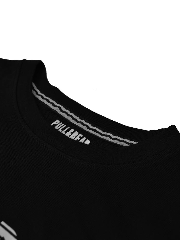 P&B Crew Neck Terry Fleece Sweatshirt For Men-Black-RT2132