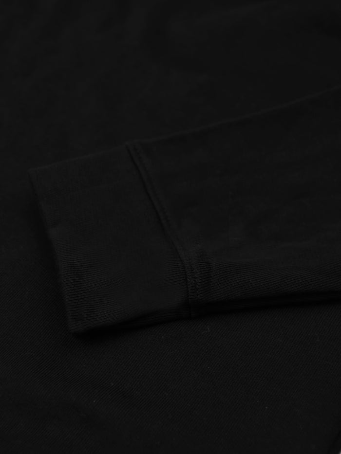 P&B Crew Neck Terry Fleece Sweatshirt For Men-Black-RT2132