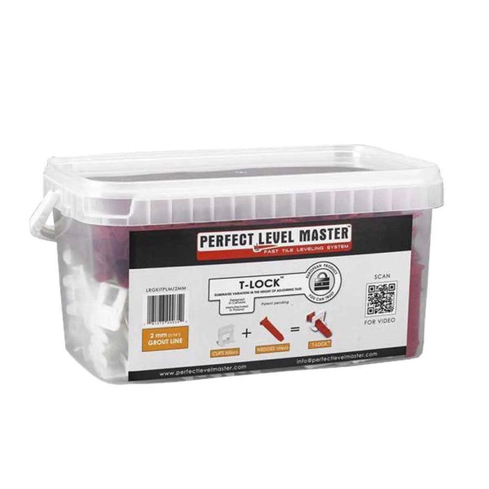 Perfect Level Master 1/16" T-Lock leveling kit, small & large clips in tub