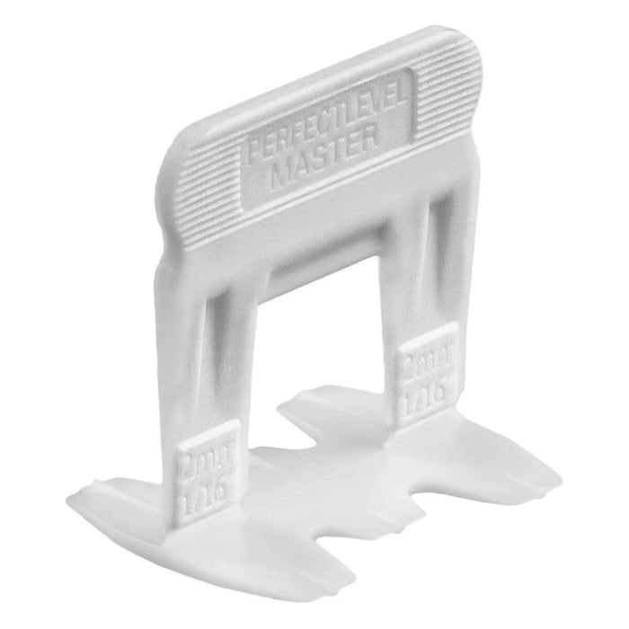 T-Lock tile leveling clip, white plastic posts and 1/16 marking on base