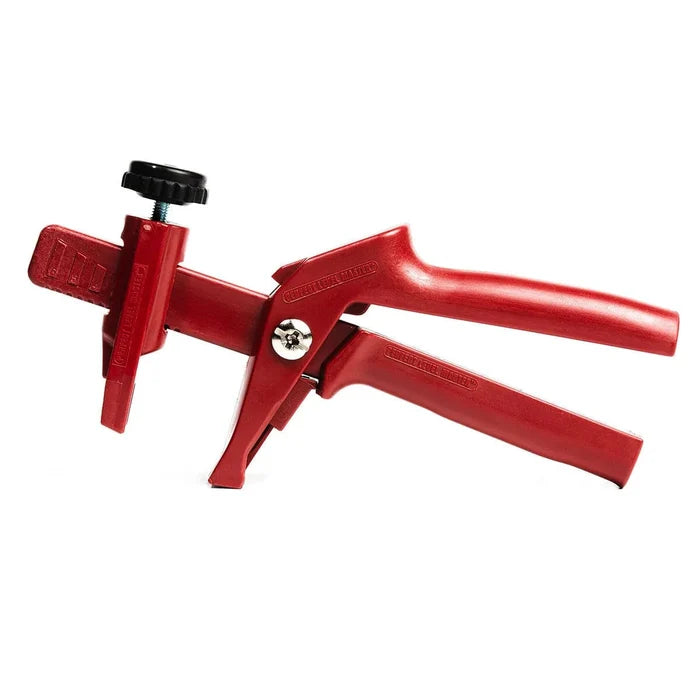 Perfect Level Master T-Lock pliers with red handle, black adjustment knob, T-lock head